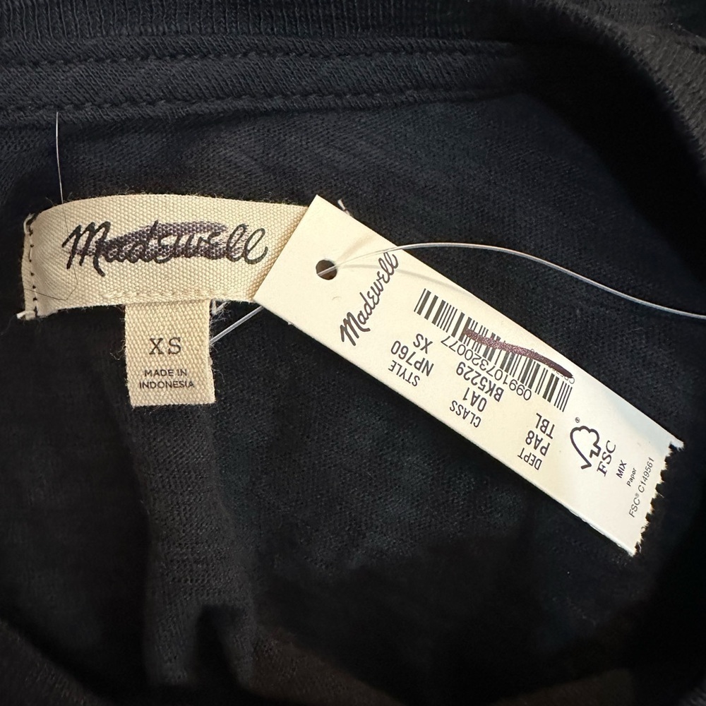 Madewell Black Slub Cotton Dolman Sleeve Tee XS - Picture 6 of 9